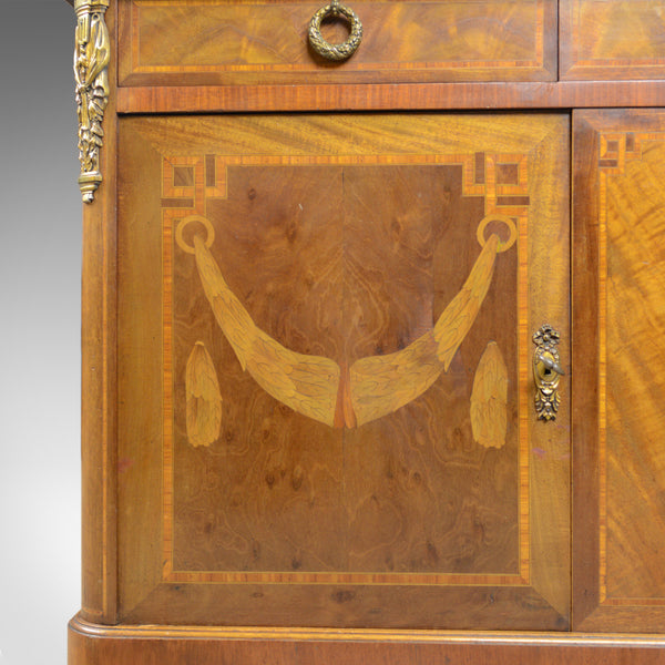 French Antique Cabinet, Empire Revival, Low, Cupboard, Marble Top, Circa 1900 - London Fine Antiques