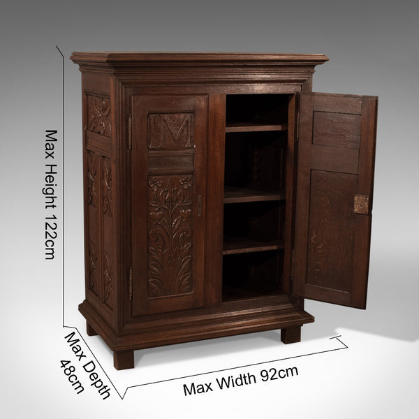 French Antique Side Cabinet, 19th Century Oak Cupboard, Circa 1900 - London Fine Antiques