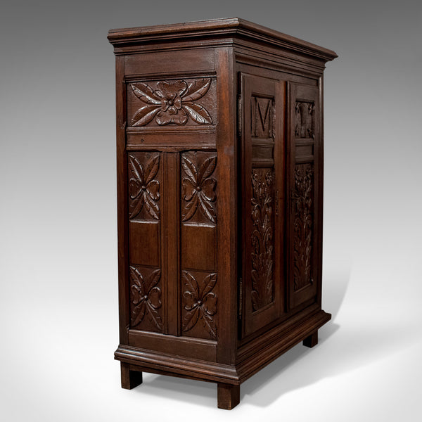 French Antique Side Cabinet, 19th Century Oak Cupboard, Circa 1900 - London Fine Antiques
