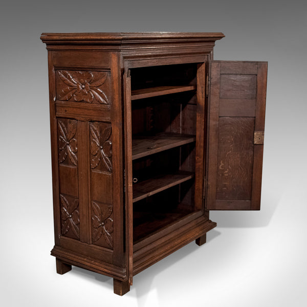 French Antique Side Cabinet, 19th Century Oak Cupboard, Circa 1900 - London Fine Antiques