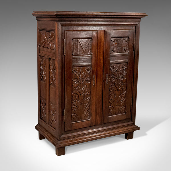 French Antique Side Cabinet, 19th Century Oak Cupboard, Circa 1900 - London Fine Antiques