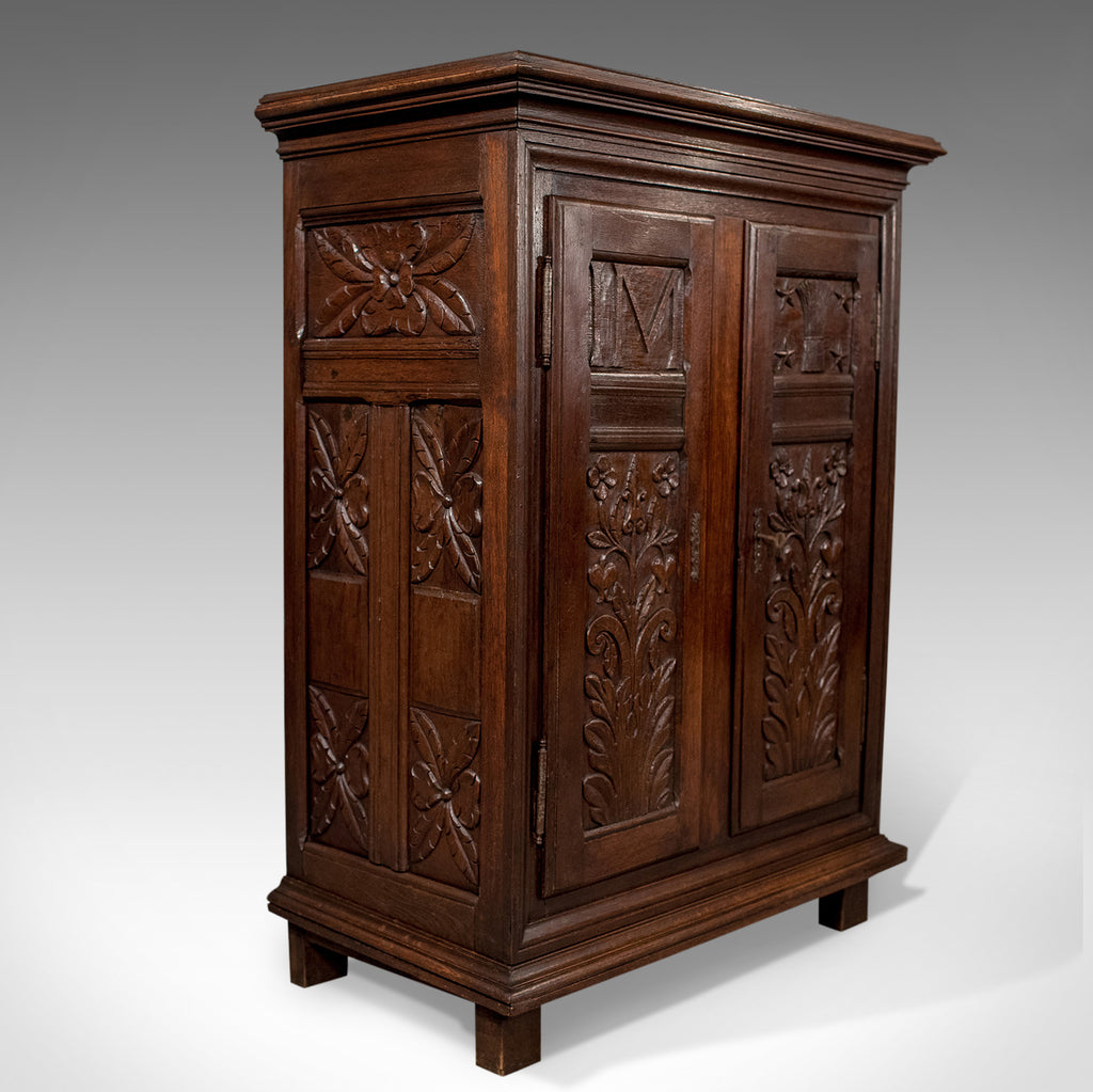 French Antique Side Cabinet, 19th Century Oak Cupboard, Circa 1900 - London Fine Antiques