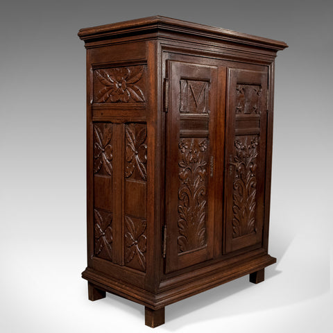 French Antique Side Cabinet, 19th Century Oak Cupboard, Circa 1900 - London Fine Antiques