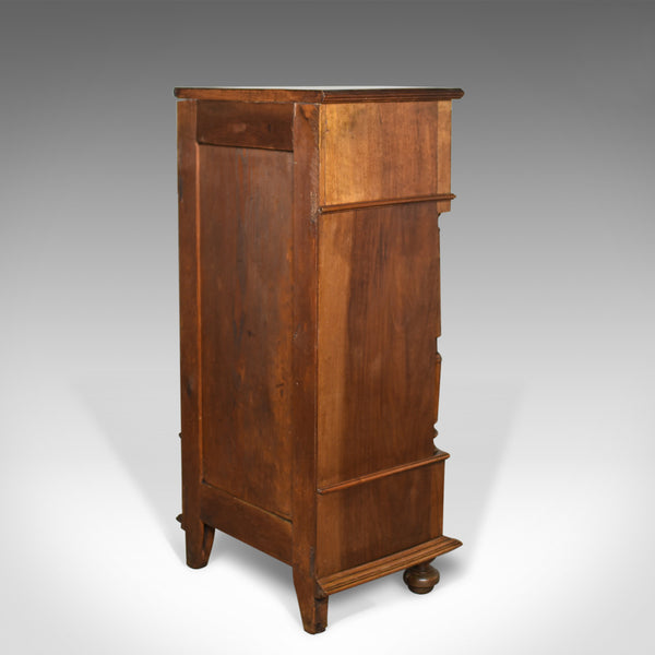 French Antique Side Cabinet, Narrow Pot Cupboard, Nightstand, Walnut, Circa 1900 - London Fine Antiques