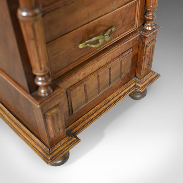 French Antique Side Cabinet, Narrow Pot Cupboard, Nightstand, Walnut, Circa 1900 - London Fine Antiques