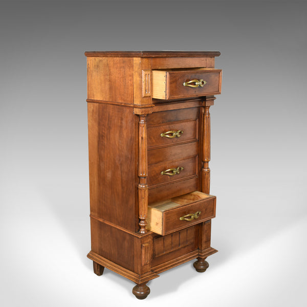 French Antique Side Cabinet, Narrow Pot Cupboard, Nightstand, Walnut, Circa 1900 - London Fine Antiques