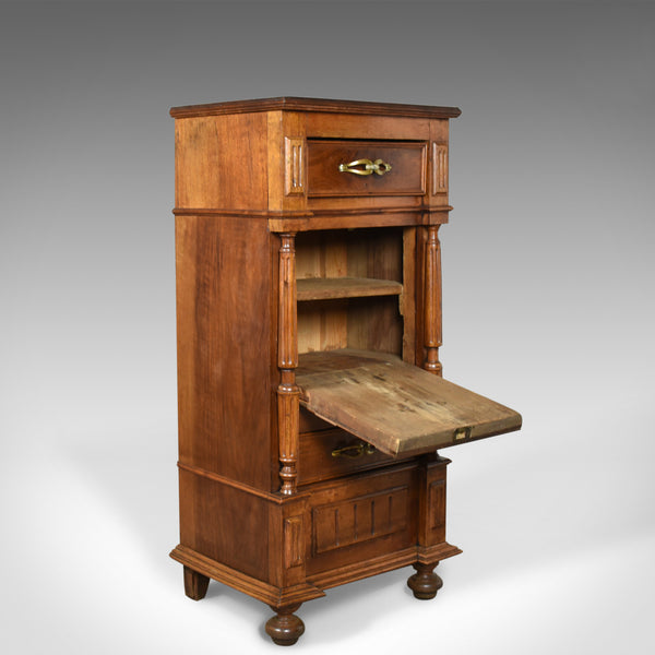 French Antique Side Cabinet, Narrow Pot Cupboard, Nightstand, Walnut, Circa 1900 - London Fine Antiques