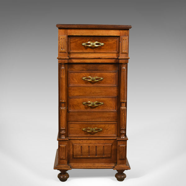 French Antique Side Cabinet, Narrow Pot Cupboard, Nightstand, Walnut, Circa 1900 - London Fine Antiques