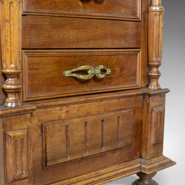 French Antique Side Cabinet, Narrow Pot Cupboard, Nightstand, Walnut, Circa 1900 - London Fine Antiques