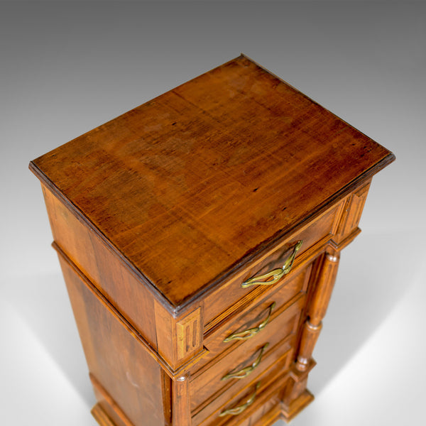 French Antique Side Cabinet, Narrow Pot Cupboard, Nightstand, Walnut, Circa 1900 - London Fine Antiques