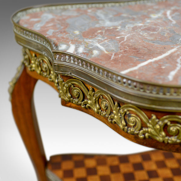 French, Antique, Side Table, Two Tier, Birch, Ormolu, Marble Top, circa 1900 - London Fine Antiques
