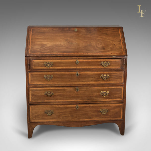 Georgian Antique Bureau, English 18th Century Mahogany Desk c.1780 - London Fine Antiques