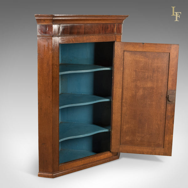 Georgian Antique Corner Cabinet, Oak and Mahogany, English c.1780 - London Fine Antiques