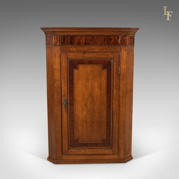 Georgian Antique Corner Cabinet, Oak and Mahogany, English c.1780 - London Fine Antiques