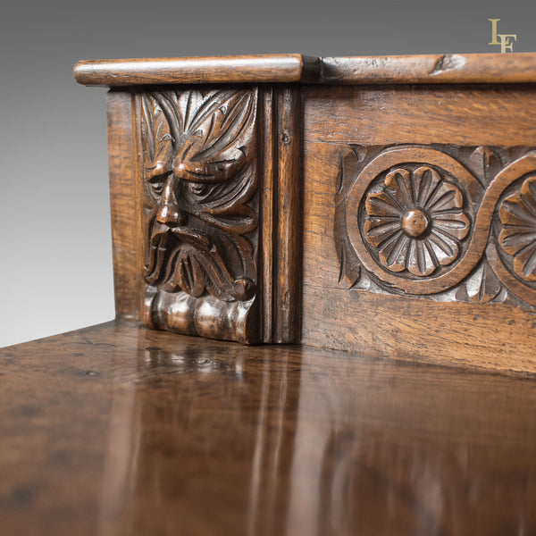 Georgian Oak Dresser Base, 18th Century English Green Man Sideboard, c.1790 - London Fine Antiques