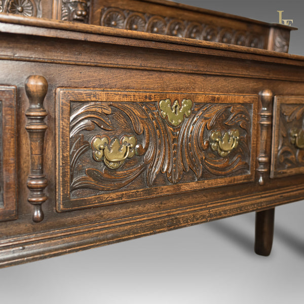Georgian Oak Dresser Base, 18th Century English Green Man Sideboard, c.1790 - London Fine Antiques