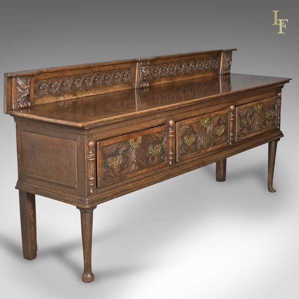 Georgian Oak Dresser Base, 18th Century English Green Man Sideboard, c.1790 - London Fine Antiques