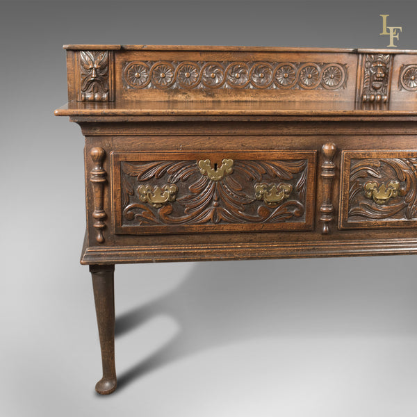 Georgian Oak Dresser Base, 18th Century English Green Man Sideboard, c.1790 - London Fine Antiques