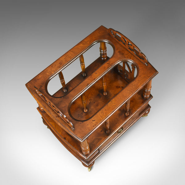 Georgian Revival Canterbury, Burr Oak, English, Magazine Rack, Late 20th Century - London Fine Antiques