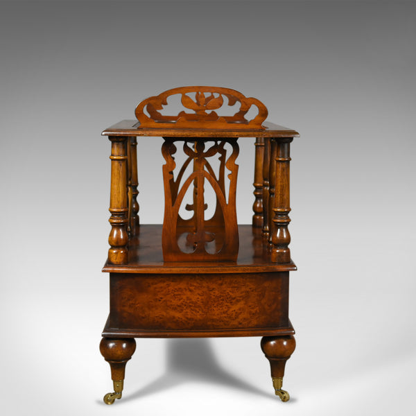 Georgian Revival Canterbury, Burr Oak, English, Magazine Rack, Late 20th Century - London Fine Antiques
