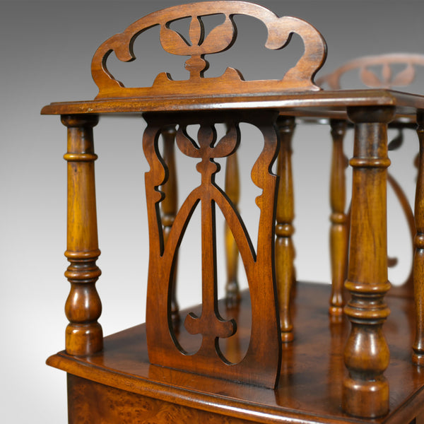 Georgian Revival Canterbury, Burr Oak, English, Magazine Rack, Late 20th Century - London Fine Antiques