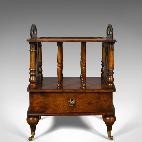 Georgian Revival Canterbury, Burr Oak, English, Magazine Rack, Late 20th Century - London Fine Antiques