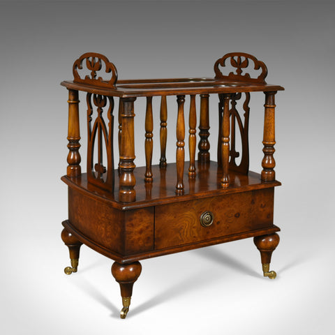 Georgian Revival Canterbury, Burr Oak, English, Magazine Rack, Late 20th Century - London Fine Antiques