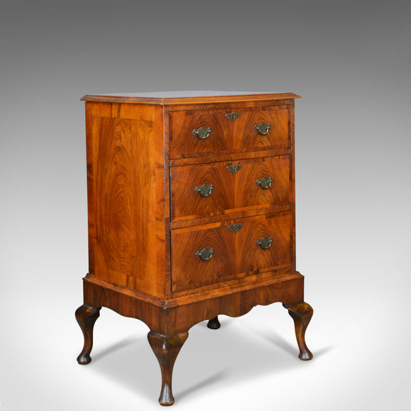 Georgian Revival Chest of Drawers on Stand, English, Walnut Cabinet, Early C20th - London Fine Antiques