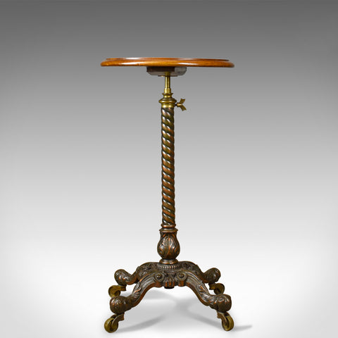 Heavy Antique Adjustable Table, Victorian Plant Stand, Side Lamp Mahogany c.1850 - London Fine Antiques