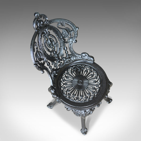 Heavy Vintage Garden Chair, Cast Iron, Traditional, English, Seat Mid C20th - London Fine Antiques