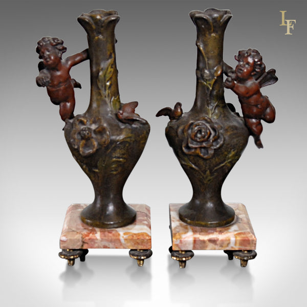 Antique Pair of Candlesticks Vases, Victorian c.1870 - London Fine Antiques