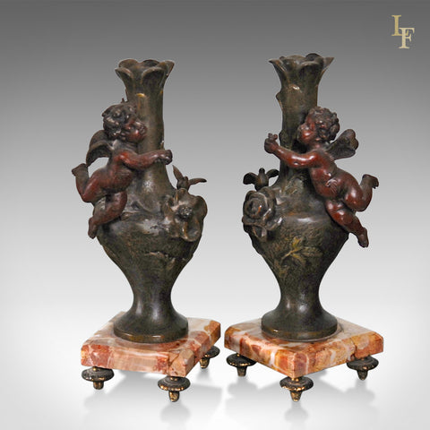 Antique Pair of Candlesticks Vases, Victorian c.1870 - London Fine Antiques