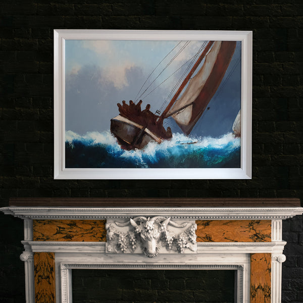Framed Dramatic Seascape, Oil Painting, Marine, Ship, Storm, Art, Original - London Fine Antiques