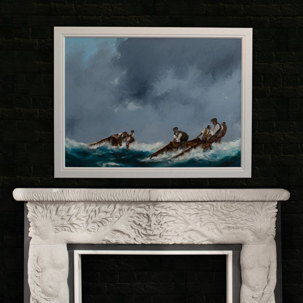 Framed Maritime Seascape, Oil Painting, Marine, Art, Original, Fishermen - London Fine Antiques