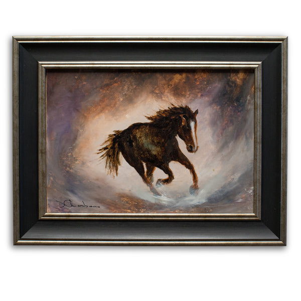 Framed Wildlife, Oil Painting, Equine, Horse, Art, Original, 14.75" x 11.5" - London Fine Antiques