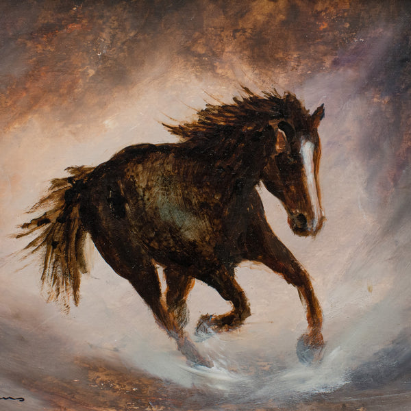 Framed Wildlife, Oil Painting, Equine, Horse, Art, Original, 14.75" x 11.5" - London Fine Antiques