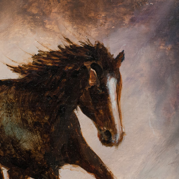 Framed Wildlife, Oil Painting, Equine, Horse, Art, Original, 14.75" x 11.5" - London Fine Antiques