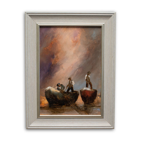 Framed Maritime Scene, Oil Painting, Maritime, Fishermen, Art, Original - London Fine Antiques