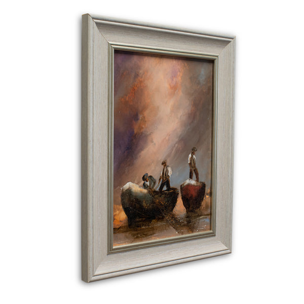 Framed Maritime Scene, Oil Painting, Maritime, Fishermen, Art, Original - London Fine Antiques