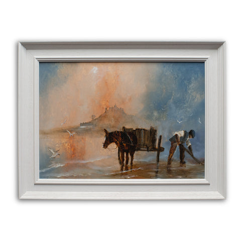 Framed Equine Landscape, Oil Painting, Cornwall, Art, Original, 21.75"x16.5" - London Fine Antiques