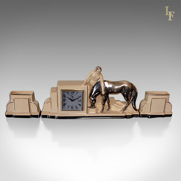 Art Deco Clock & Garnitures, Antique - London Fine Antiques