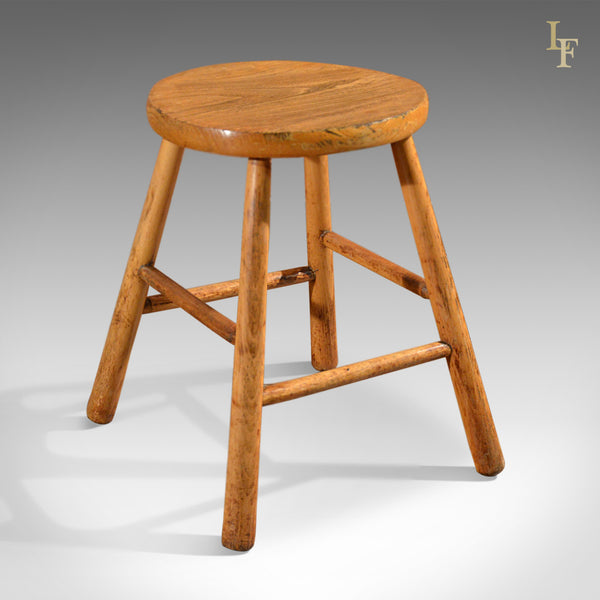 Antique Set of 4 Stools, Elm & Ash, French Country Kitchen - London Fine Antiques