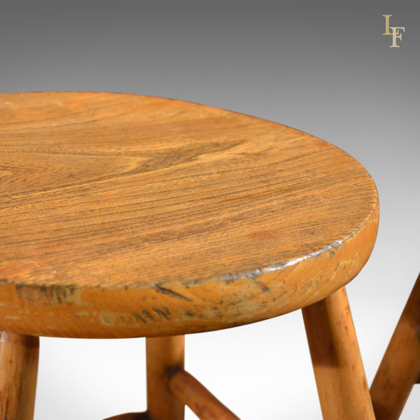 Antique Set of 4 Stools, Elm & Ash, French Country Kitchen - London Fine Antiques