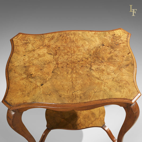 Antique Side Table, Victorian Burr Walnut - London Fine Antiques