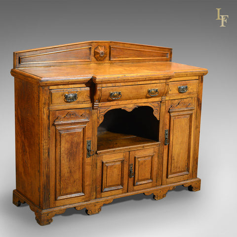 Antique Breakfront Sideboard, Victorian Buffet Cupboard - London Fine Antiques
