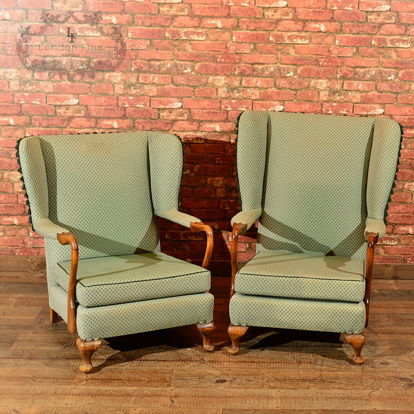 Pair of Mid Century Wing Back Chairs - London Fine Antiques
