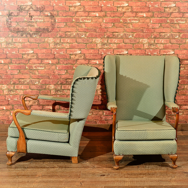 Pair of Mid Century Wing Back Chairs - London Fine Antiques
