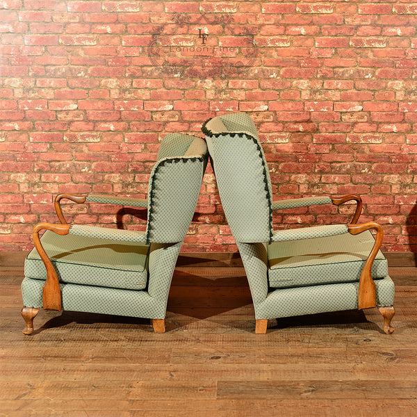 Pair of Mid Century Wing Back Chairs - London Fine Antiques