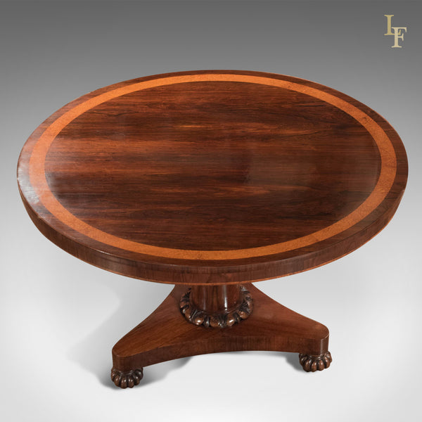 Antique Breakfast Table, William IV Rosewood Tilt Top - London Fine Antiques