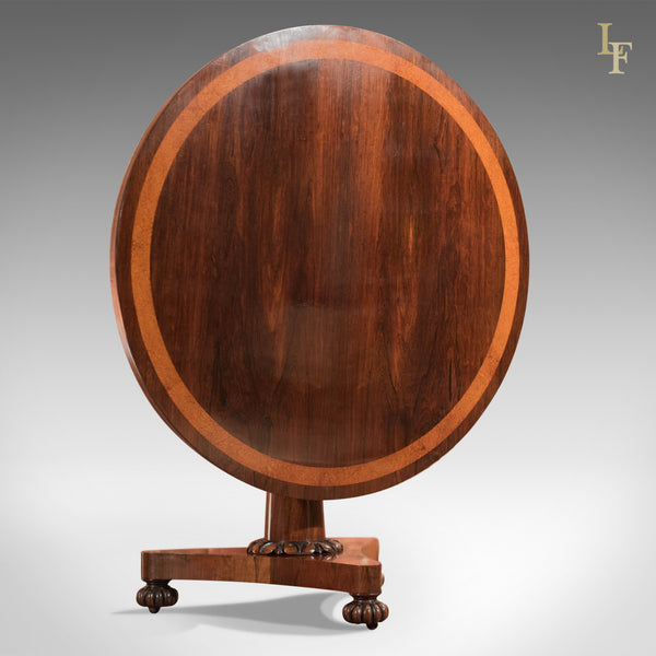 Antique Breakfast Table, William IV Rosewood Tilt Top - London Fine Antiques